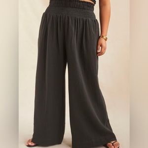 By Anthropologie Smocked Gauzy Wide-Leg Pants